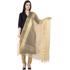 A R Silk VNS Tissue Zari Fancy Dupatta Golden Color Dupatta or Chunni | Grocsy