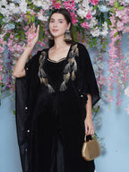 Joban Fashion Black Hand Embellished Kaftaan with ineer and Pant | Grocsy