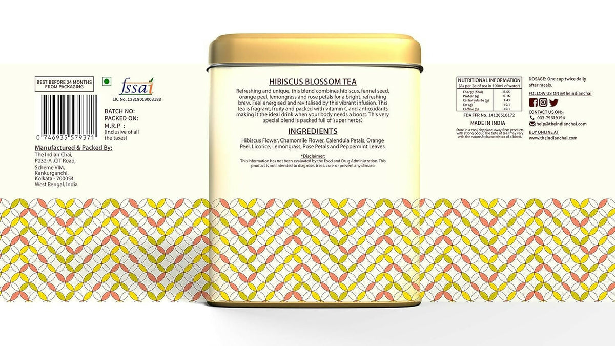 The Indian Chai - Hibiscus Blossom Tea 30 Pyramid Tea Bags | Grocsy