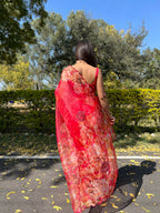 Vamsee Red Organza Saree | Grocsy