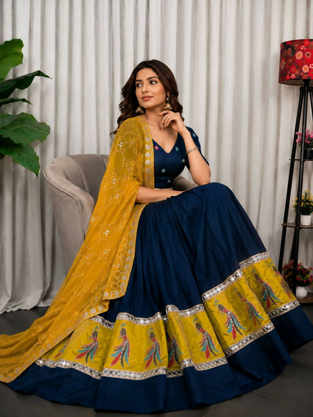 Lehenga Mart midnight Navy Designer Navratri Lehenga Choli for Women | Grocsy