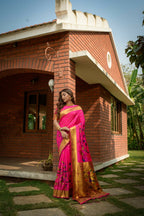 Jyoti Fashion Women's Pink Paithani Silk Zari Woven Saree with Blouse | Grocsy