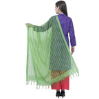 A R Silk Women's Self Check Cota Cotton Parrot Green Dupattas and Chunnis | Grocsy