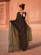 Joban Fashion Women Coffee Brown Trendy Cotton Saree | Grocsy