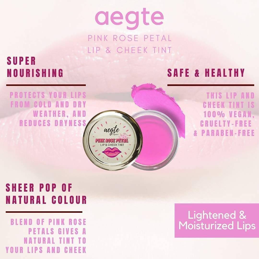 Aegte Organics Pink Rose Petal Lip & Cheek Tint Balm | Grocsy
