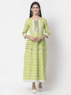 Myshka Women's Pure Cotton Printed 3/4 Sleeve Dress | Grocsy