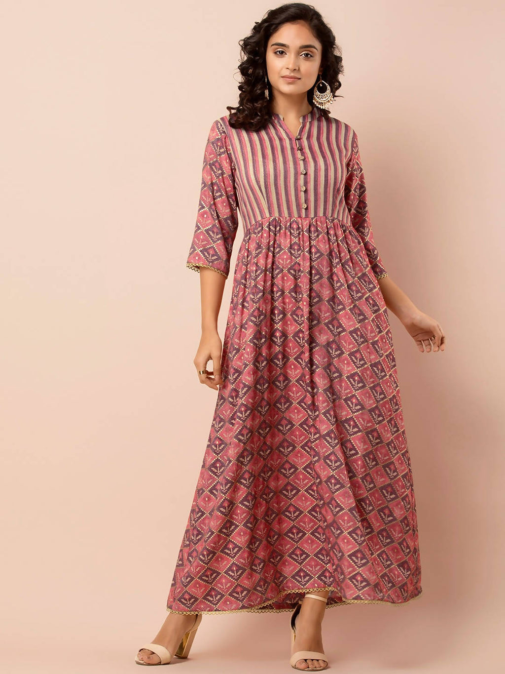 Indya Orange Printed Maxi Dress | Grocsy