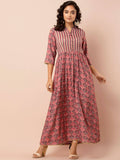 Indya Orange Printed Maxi Dress | Grocsy