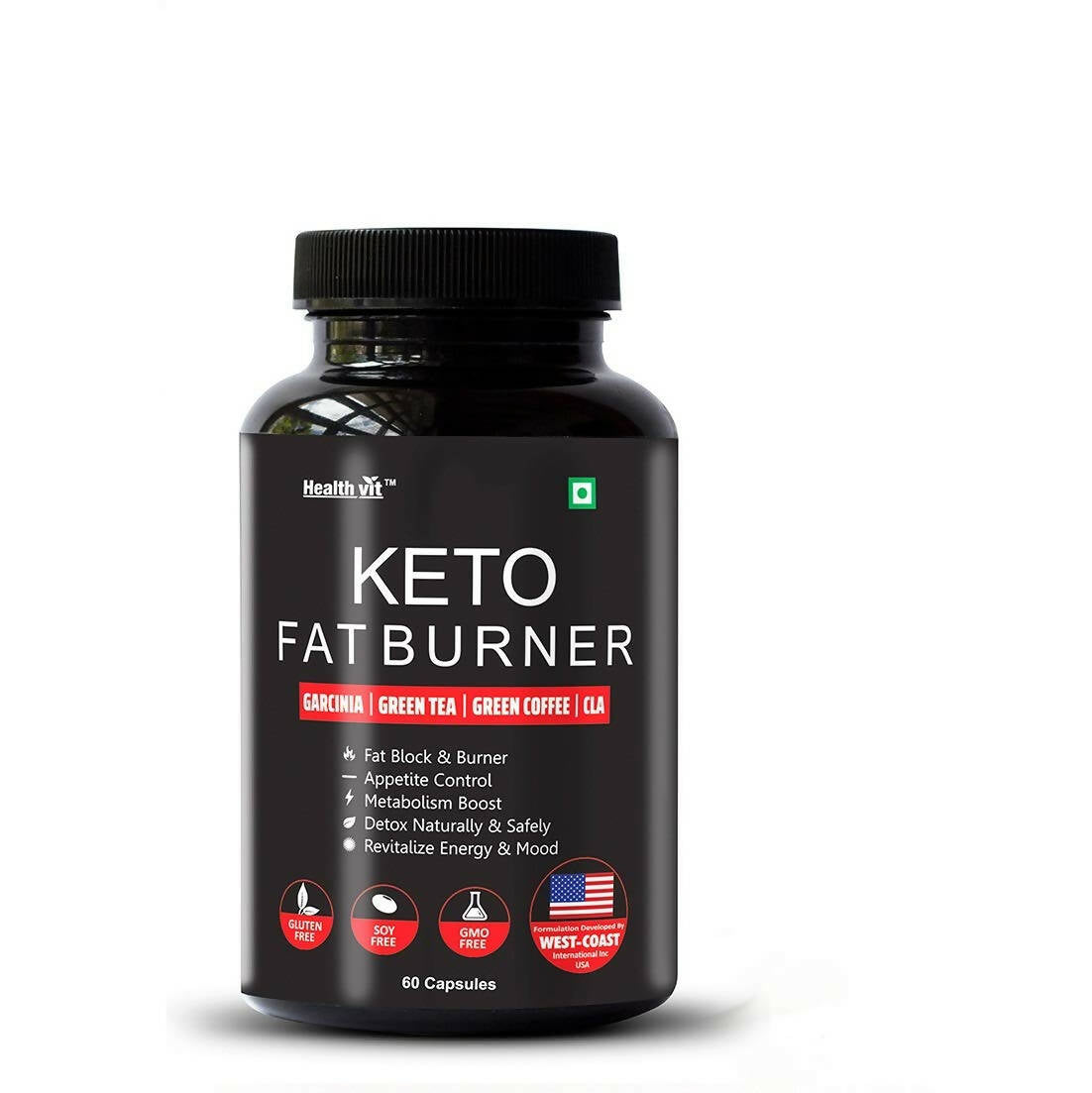 Healthvit Keto Fat Burner With Garcinia, Green Tea, Green Coffee Capsules | Grocsy