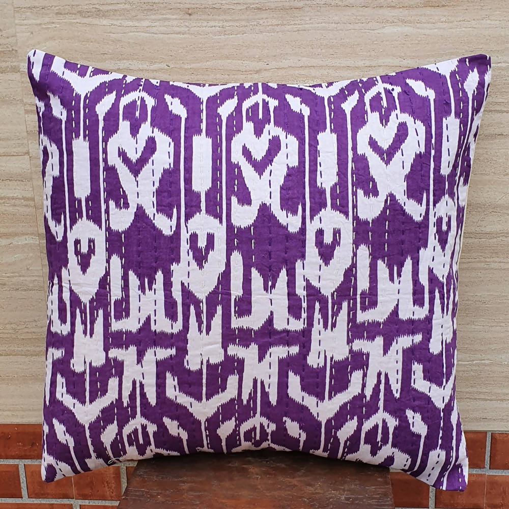 The Decor Nook Purple Base With White Print Cushion Cover | Grocsy