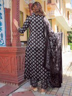Vamika Poly Rayon Printed Wine Red Party Wear/Casual Wear/Office Wear Kurta Set/Suit | Grocsy