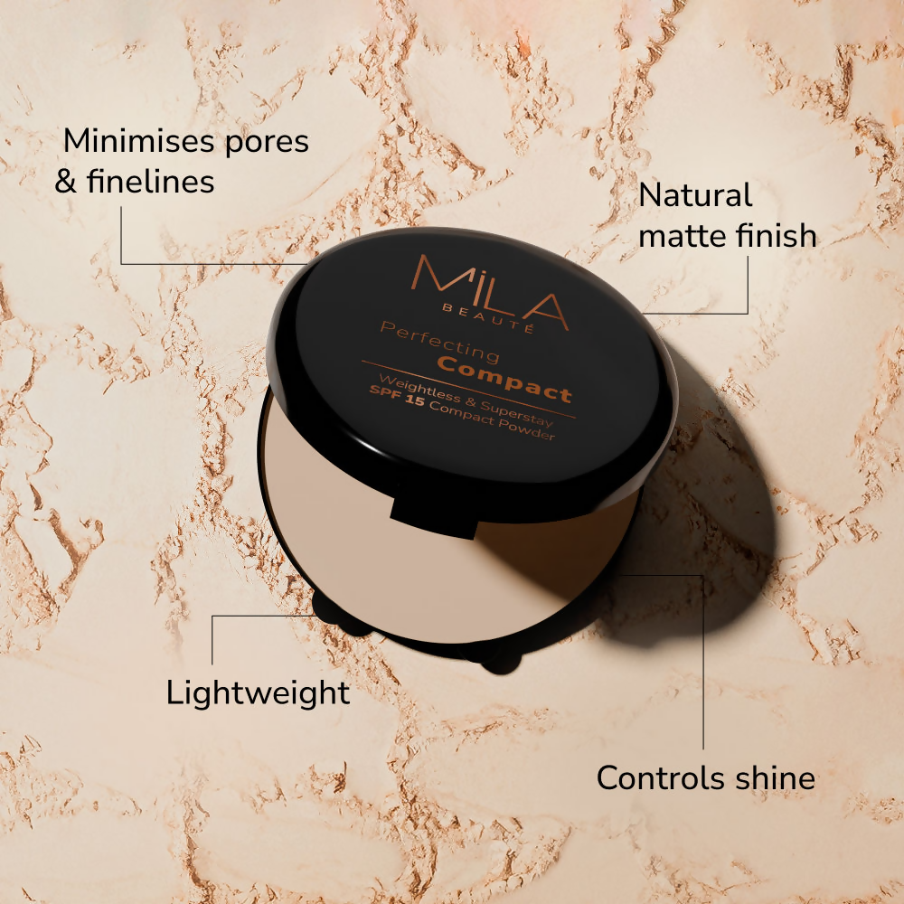 Mila Beaute Superstay Natural Matte Finish Perfecting Compact Powder with SPF 15 - True Beige | Grocsy