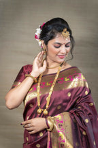 Jyoti Fashion Women's Brown Paithani Silk Zari Woven Saree with Blouse | Grocsy