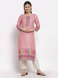 Myshka Women's Traditional Multi Cotton Printed 3/4 Sleeve Round Neck Casual Kurta | Grocsy