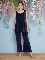 Joban Fashion Navy Blue Velvet Cape Set | Grocsy