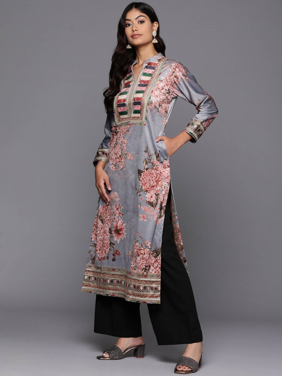 Ahalyaa Women's Traditional wear Kurta - Grey | Grocsy