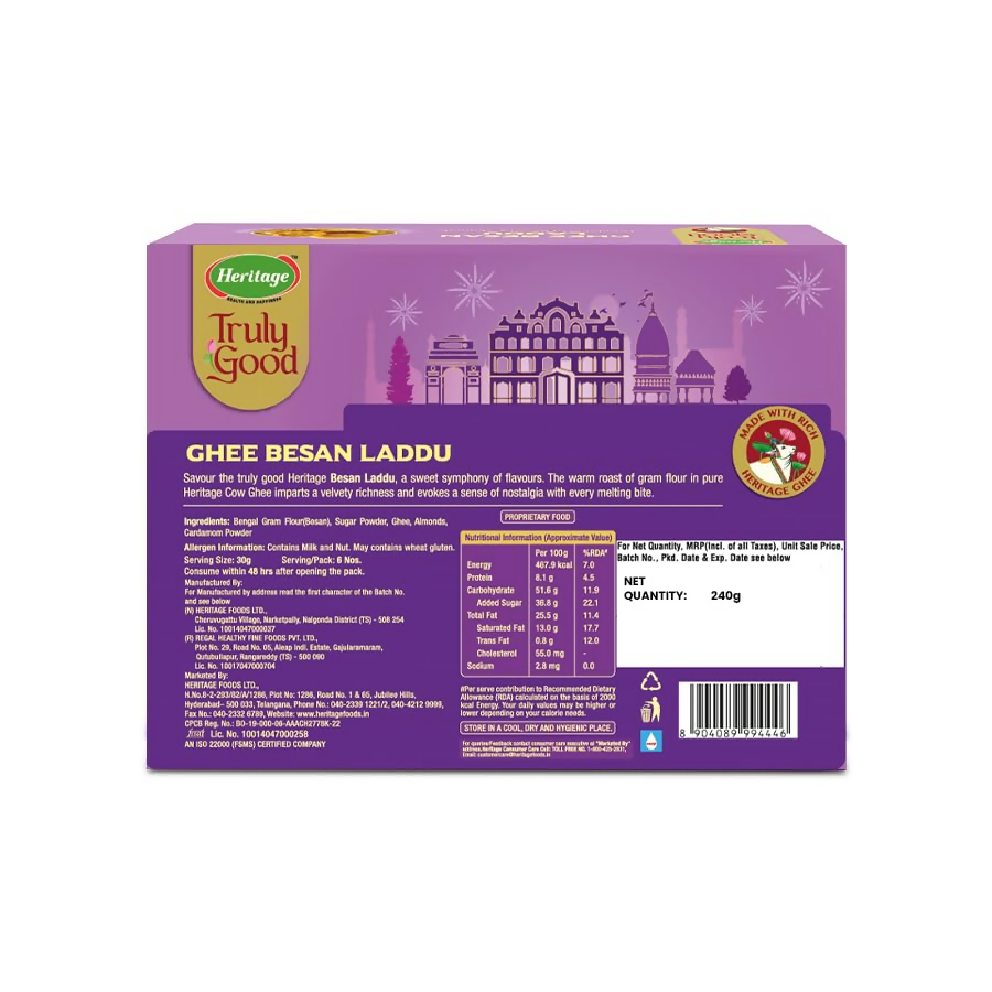 Heritage Pure Ghee Besan Laddu | Grocsy