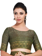 Mimosa Women's Dark Green Kanchipuram Art Silk Saree | Grocsy