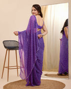 Purple Georgette Designer Printed Ready To Wear Saree - Ibiza | Grocsy