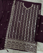 KC Latest Cocktail Wear Wine Chinon Sharara Suit For Women | Grocsy