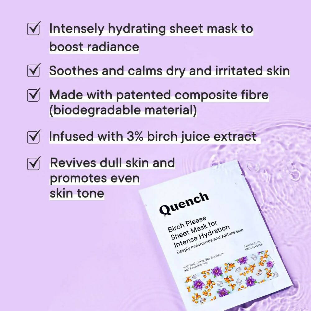Quench Botanics Birch Please Sheet Mask for Intense Hydration - Korean Skincare | Grocsy