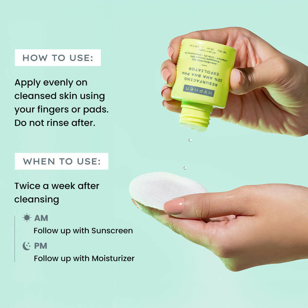 Hyphen By Kriti Sanon Resurfacing 10% AHA BHA PHA Exfoliator With 20% Pineapple Extract, Smoothens Texture, Unclogs Pores, Non-irritating | Grocsy