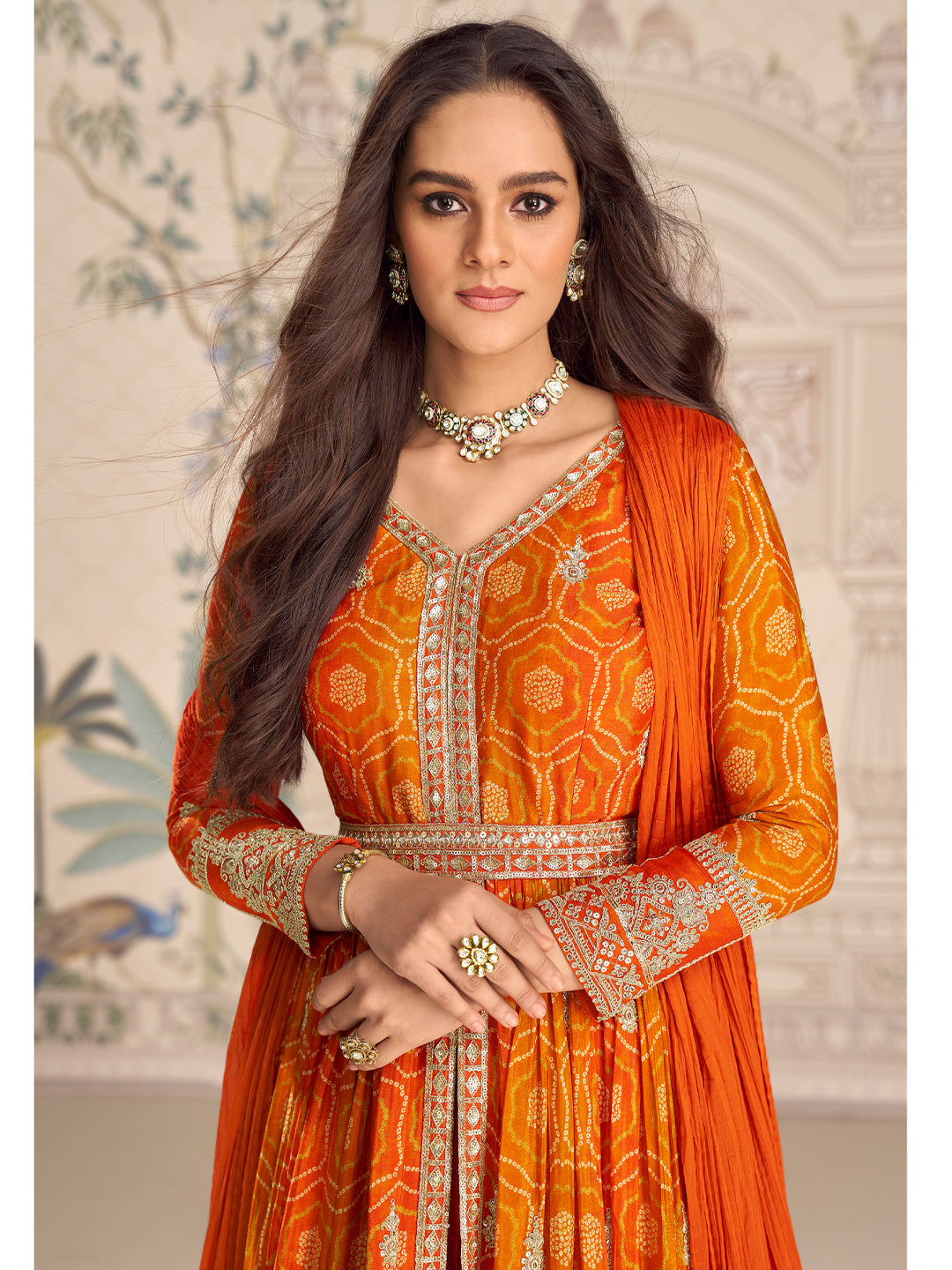 Evanik Designer Chinon Silk Embroidered Work Wedding Anarkali Suit | Grocsy