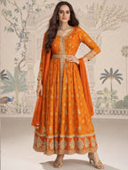 Evanik Designer Chinon Silk Embroidered Work Wedding Anarkali Suit | Grocsy