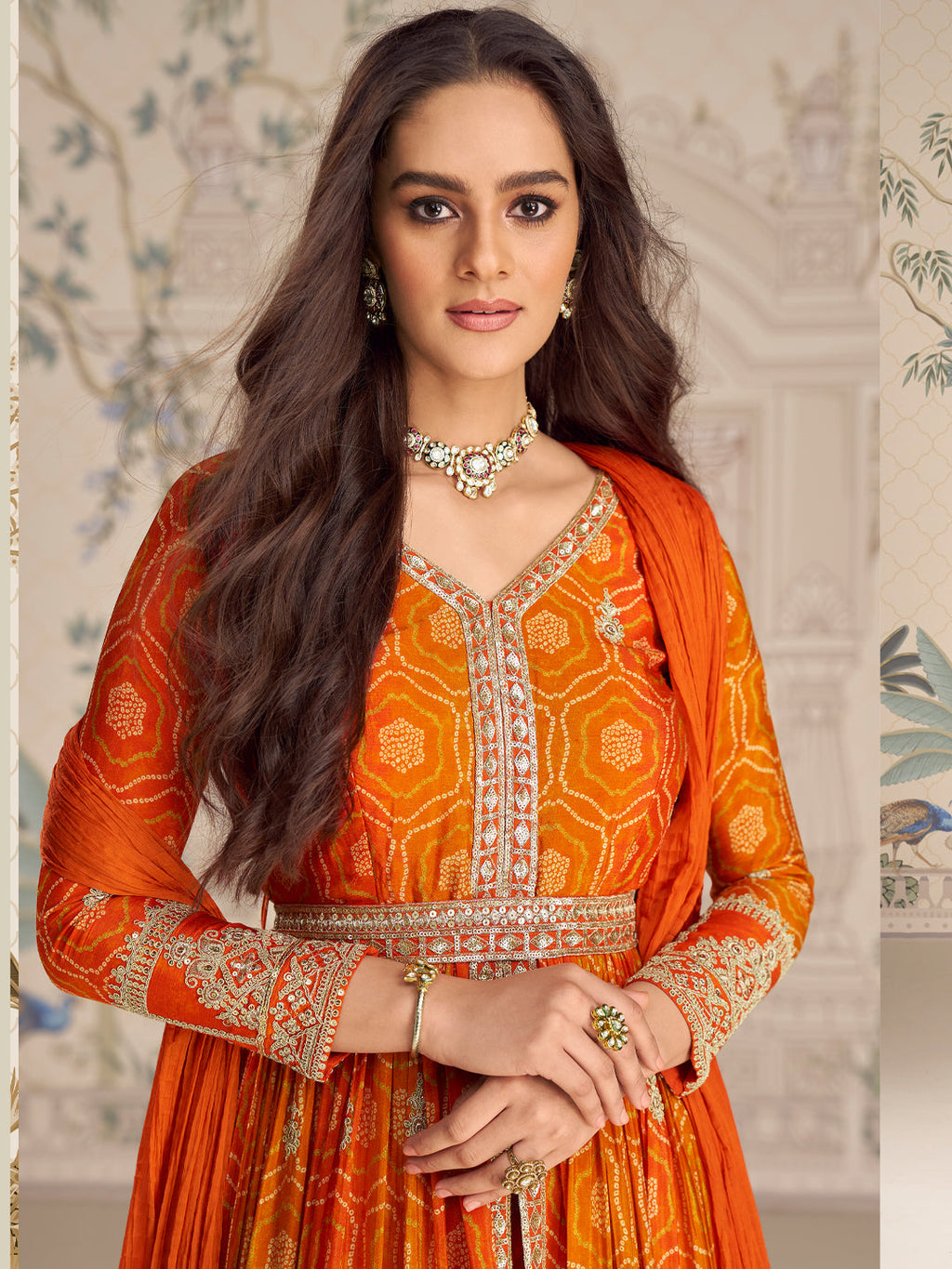 Evanik Designer Chinon Silk Embroidered Work Wedding Anarkali Suit | Grocsy