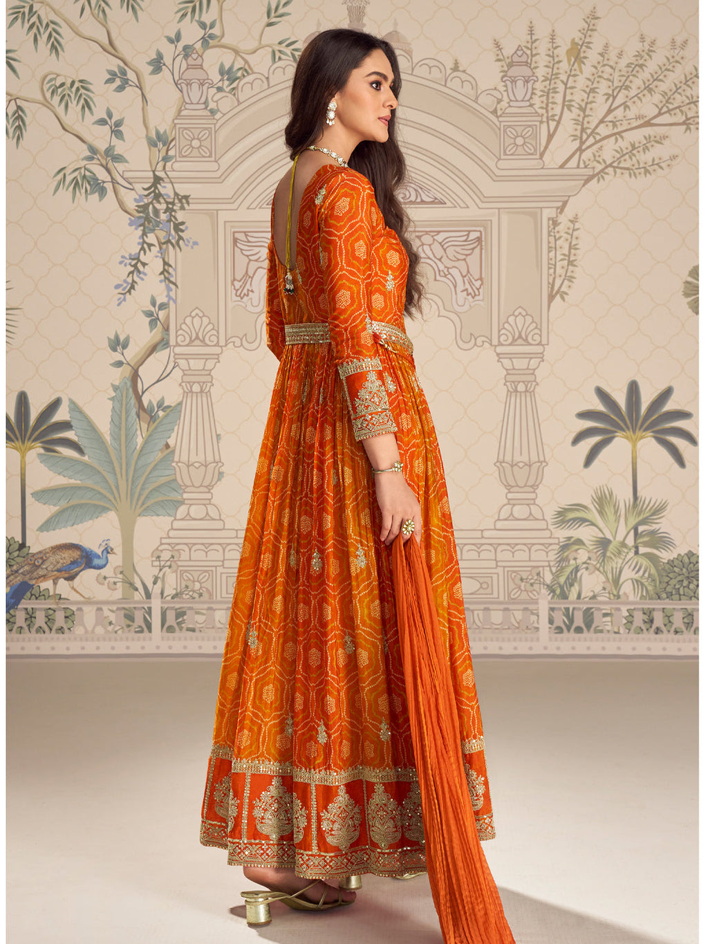 Evanik Designer Chinon Silk Embroidered Work Wedding Anarkali Suit | Grocsy