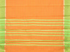 Orange and Light Green Bamboo Cotton Saree with Big Checks Design No Blouse - Global Threads | Grocsy