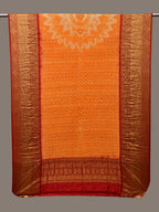 Orange and Red Bandhani Kanchipuram Silk Handloom Dupatta with Border and Chakra Design - Global Threads | Grocsy