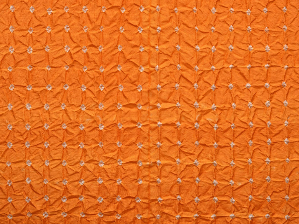 Orange and Red Bandhani Kanchipuram Silk Handloom Dupatta with Border and Chakra Design - Global Threads | Grocsy