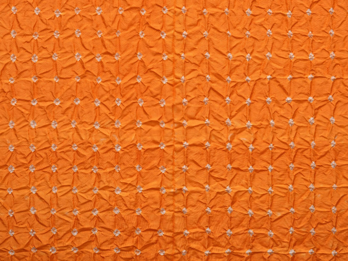 Orange and Red Bandhani Kanchipuram Silk Handloom Dupatta with Border and Chakra Design - Global Threads | Grocsy