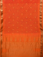 Orange Bandhani Kanchipuram Silk Handloom Saree with Small Buta Design - Global Threads | Grocsy