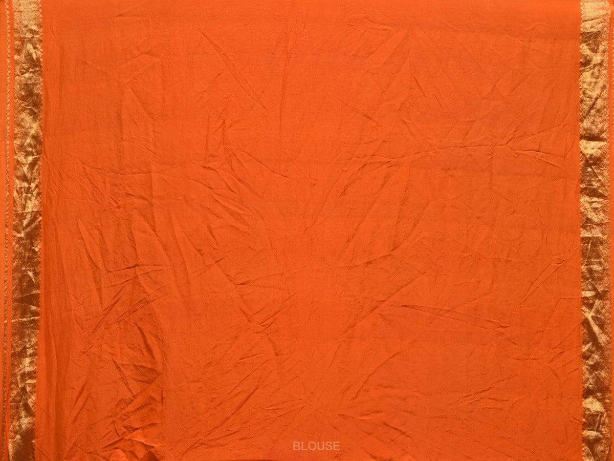 Orange Bandhani Kanchipuram Silk Handloom Saree with Small Buta Design - Global Threads | Grocsy