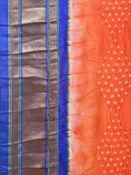 Orange Bandhani Paithani Silk Handloom Saree with Peacocks Pallu Design - Global Threads | Grocsy