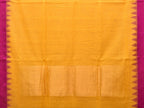 Orange Green Khadi Cotton Handloom Plain Saree with Temple Border Design - Global Threads | Grocsy
