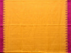 Orange Green Khadi Cotton Handloom Plain Saree with Temple Border Design - Global Threads | Grocsy