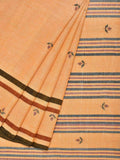 Orange Khadi Cotton Handloom Saree with Jamdani Buta Design - Global Threads | Grocsy