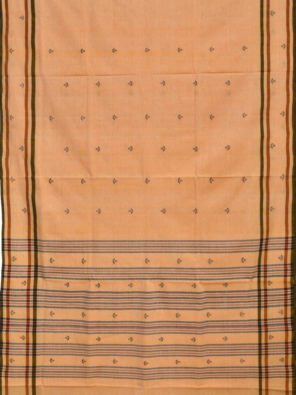 Orange Khadi Cotton Handloom Saree with Jamdani Buta Design - Global Threads | Grocsy