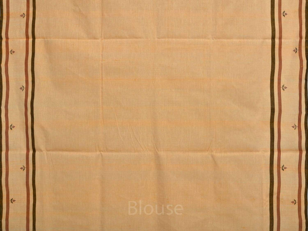 Orange Khadi Cotton Handloom Saree with Jamdani Buta Design - Global Threads | Grocsy