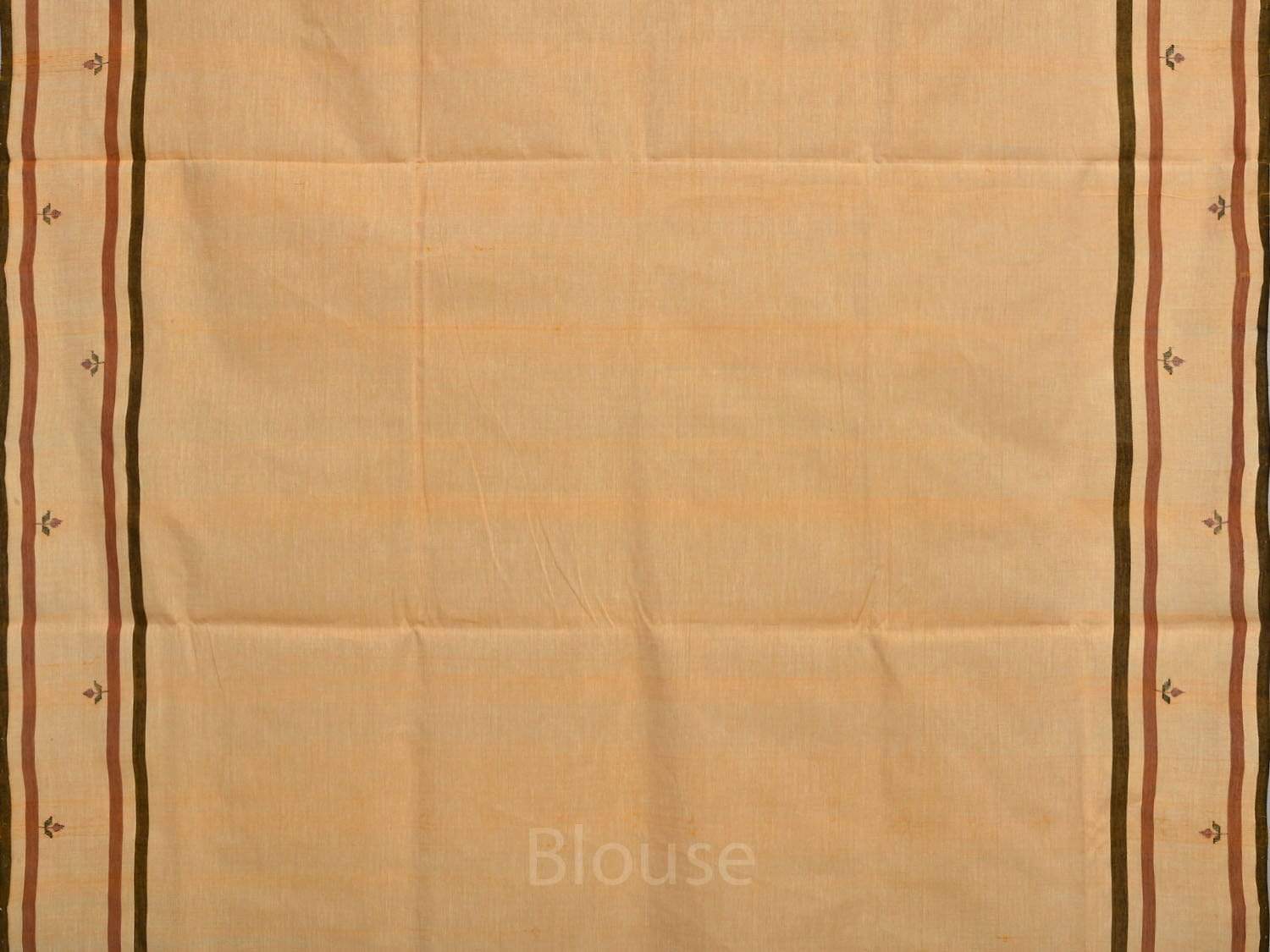 Orange Khadi Cotton Handloom Saree with Jamdani Buta Design - Global Threads | Grocsy