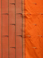 Orange Paithani Silk Handloom Saree with Triple Muniya Border Design - Global Threads | Grocsy
