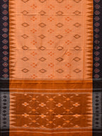 Orange Pochampally Ikat Handloom Saree with Checks and Border Design No Blouse - Global Threads | Grocsy