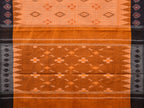 Orange Pochampally Ikat Handloom Saree with Checks and Border Design No Blouse - Global Threads | Grocsy