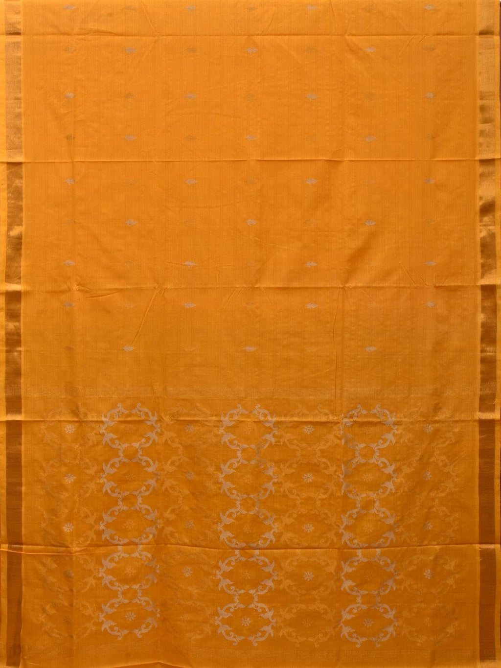 Orange Uppada Cotton Handloom Saree with Grill Pallu Design - Global Threads | Grocsy