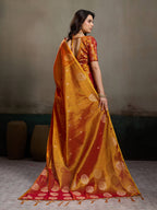 Anaita Orange Tissue Silk Woven Saree With Blouse | Grocsy