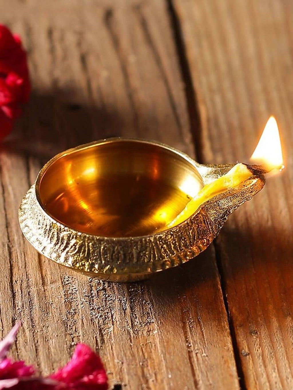 Tied Ribbons Set Of 4 Solid Brass Oil Lamp Diyas | Grocsy