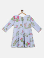Ahalyaa Blue Crepe Printed Kids Kurta With Harem Pants For Girls | Grocsy